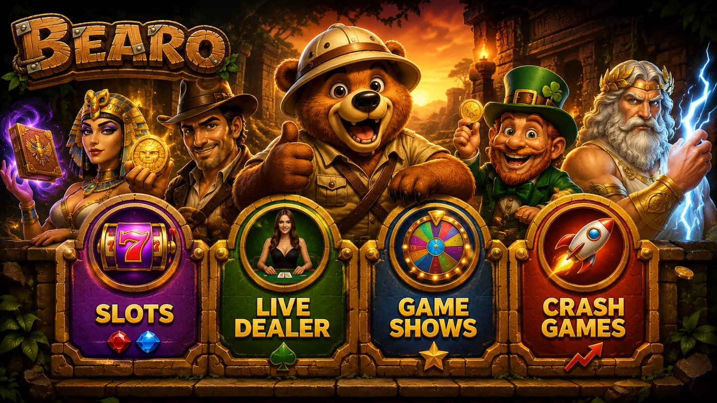 Slot, live dealer, game show e crash game su Bearo